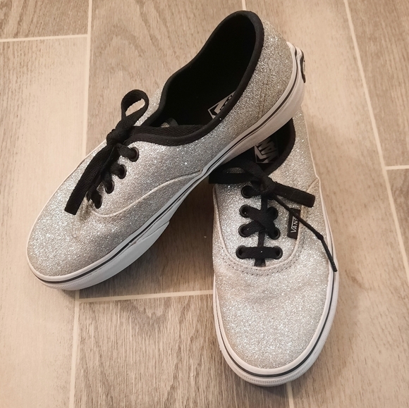 Vans Silver Glitter Lace Up Sneakers 3 - Picture 2 of 8